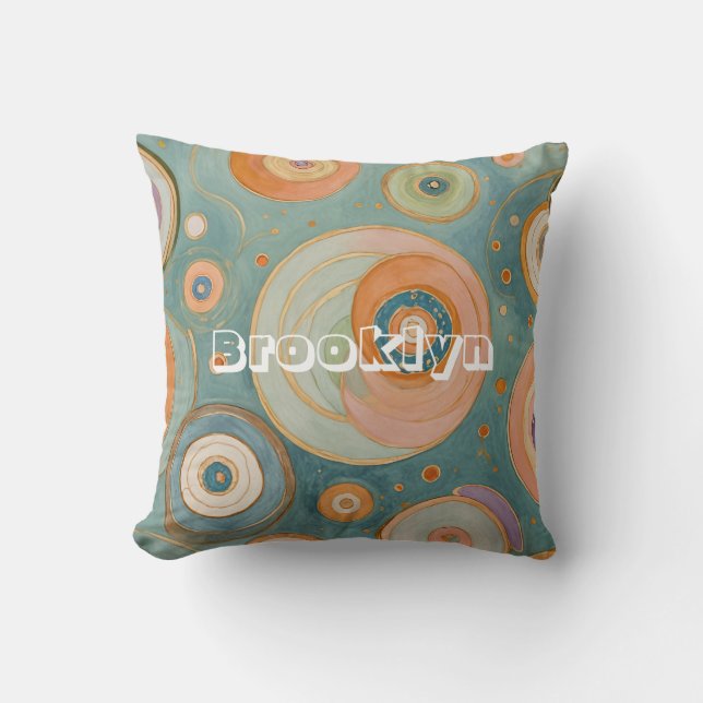 Kaleidoscope Harmony: The Swirly Pastel Circles Cushion (Front)