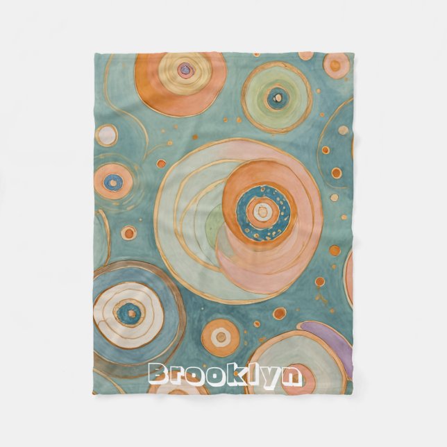 Kaleidoscope Harmony: The Swirly Pastel Circles Fleece Blanket (Front)