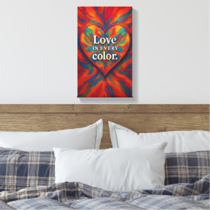 Kaleidoscope Heart Canvas   Rainbow Abstract Love Print
