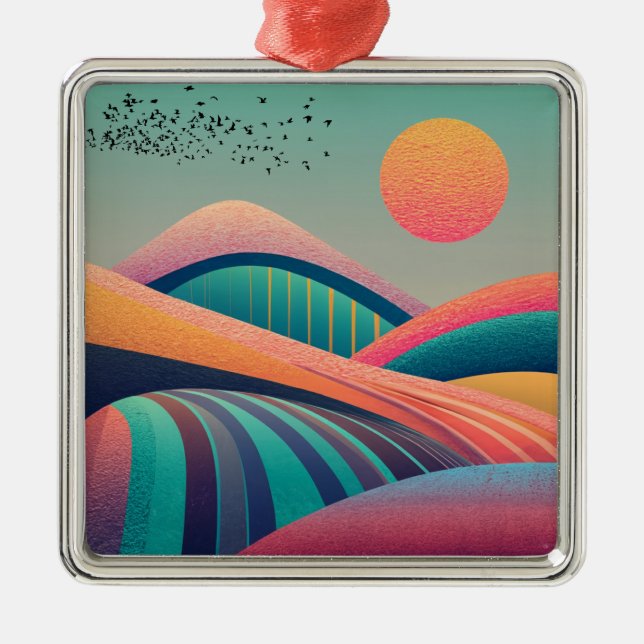 Kaleidoscope Hills Landscape Metal Tree Decoration (Front)