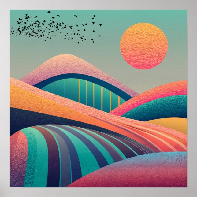 Kaleidoscope Hills Landscape Poster (Front)