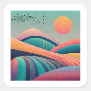 Kaleidoscope Hills Landscape Square Sticker
