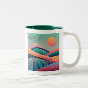 Kaleidoscope Hills Landscape Two-Tone Coffee Mug