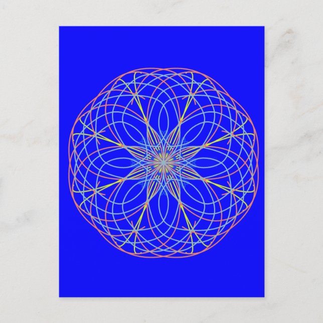 Kaleidoscope Mandala Art Blue Postcard (Front)