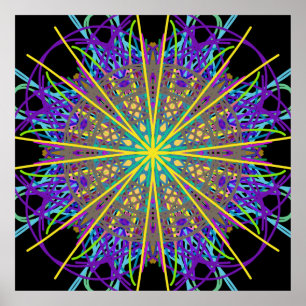 Kaleidoscope Mandala Art Energy Flower Poster