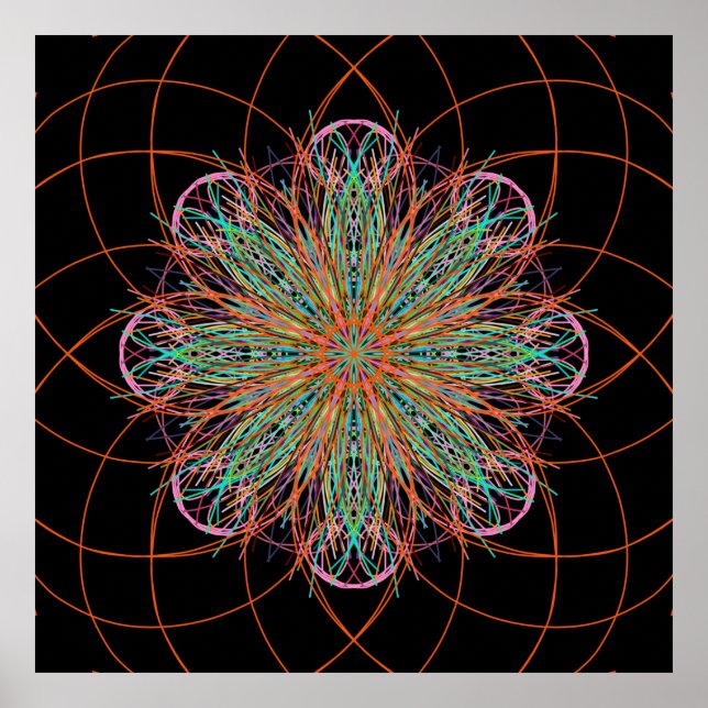 Kaleidoscope Mandala Art Energy Flower Poster (Front)