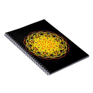 Kaleidoscope Mandala Art Energy Flower Yellow Spiral Notebook