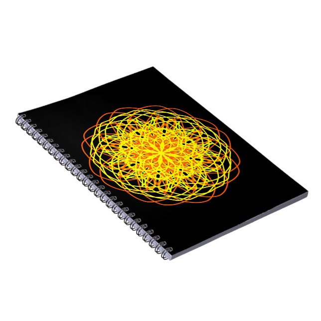 Kaleidoscope Mandala Art Energy Flower Yellow Spiral Notebook (Right Side)