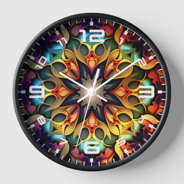 Kaleidoscope Mandala Flower Design-23091 Clock (Front)
