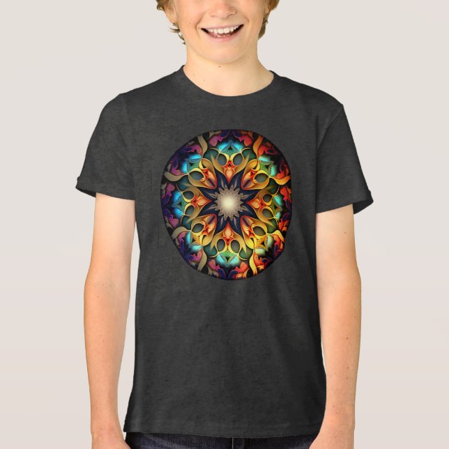 Kaleidoscope Mandala Flower Design-23091 Tri-Blend Shirt (Front)