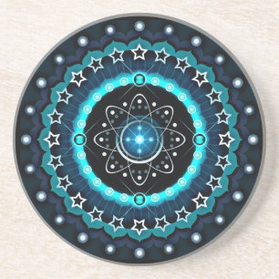 Kaleidoscope Mandala with Black Background  Coaster