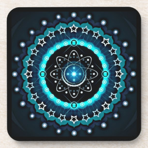 Kaleidoscope Mandala with Black Background  Coaster