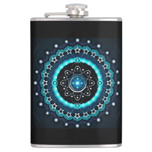 Kaleidoscope Mandala with Black Background Hip Flask