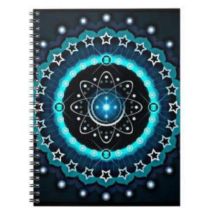 Kaleidoscope Mandala with Black Background Notebook