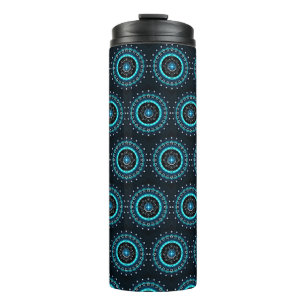 Kaleidoscope Mandala with Black Background Thermal Tumbler
