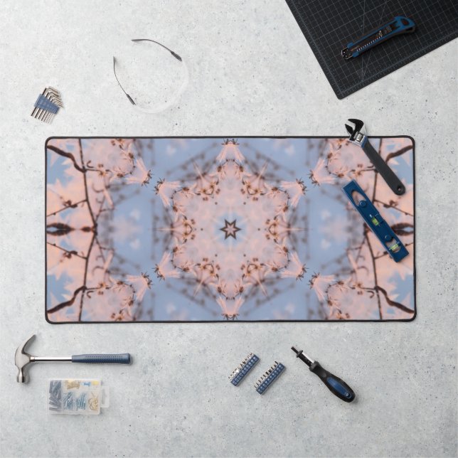 Kaleidoscope Morning Blue & Frost Pink Desk Mat (Workstation)