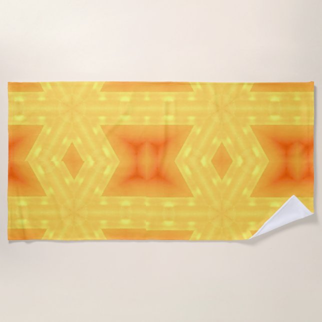 Kaleidoscope of a Bright Sunrise and Lines Beach Towel (Front)