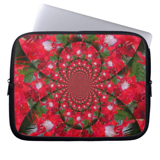 Kaleidoscope of Crimson: Blood Milkweed Flower Art Laptop Sleeve (Front)
