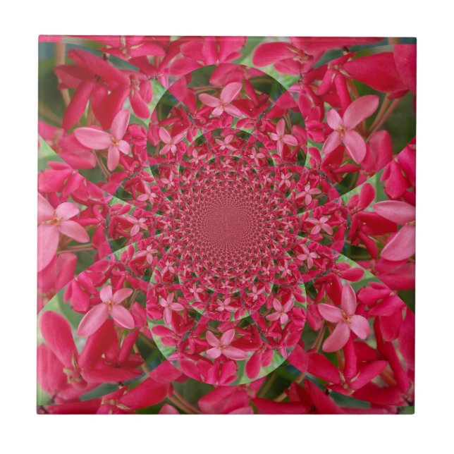 Kaleidoscope of Crimson: Blood Milkweed Flower Art Tile (Front)