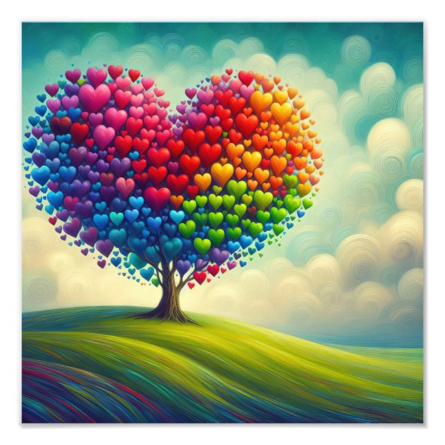 Kaleidoscope of Hearts Tree Photo Print (Front)