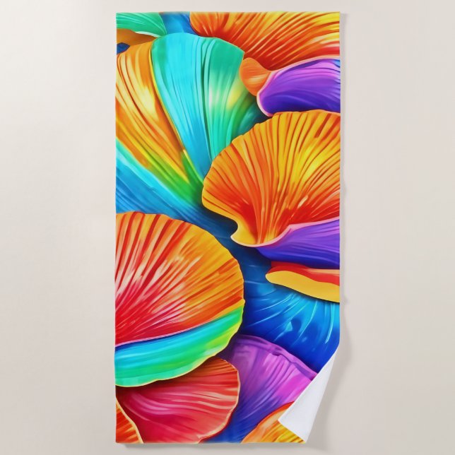 Kaleidoscope of Ocean Shells Beach Towel (Front)
