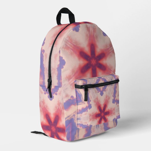 Kaleidoscope of Pink and Purple Sky Printed Backpack (Back Corner Left)
