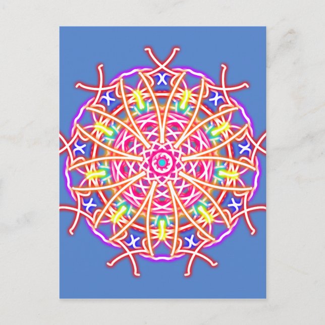 Kaleidoscope on Blue Postcard (Front)