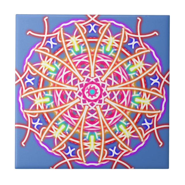 Kaleidoscope on Blue Tile (Front)
