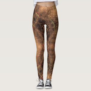 Kaleidoscope Orange Mist Black Background Leggings