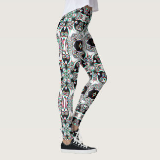 Kaleidoscope pattern 4 - black white leggings