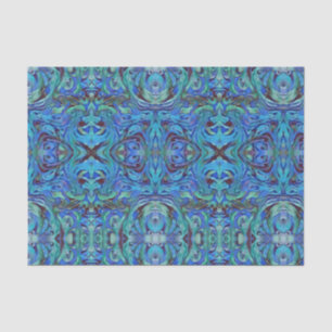 Kaleidoscope Pattern in Cool Blues Teal and Green Tissue Paper