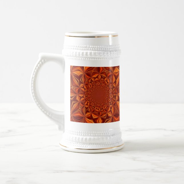 Kaleidoscope Red Digital Art Pattern-67546 Beer Stein (Left)