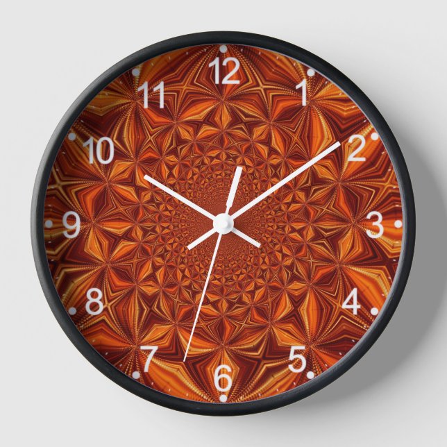 Kaleidoscope Red Digital Art Pattern-67546 Clock (Front)