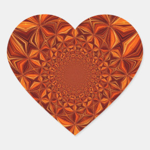 Kaleidoscope Red Digital Art Pattern-67546 Heart Sticker