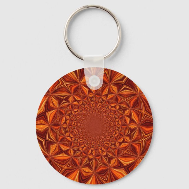 Kaleidoscope Red Digital Art Pattern-67546 Key Ring (Front)
