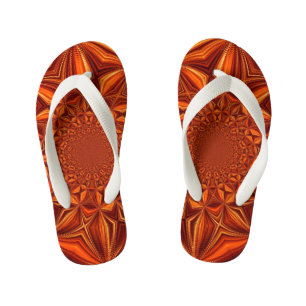 Kaleidoscope Red Digital Art Pattern-67546 Kid's Jandals