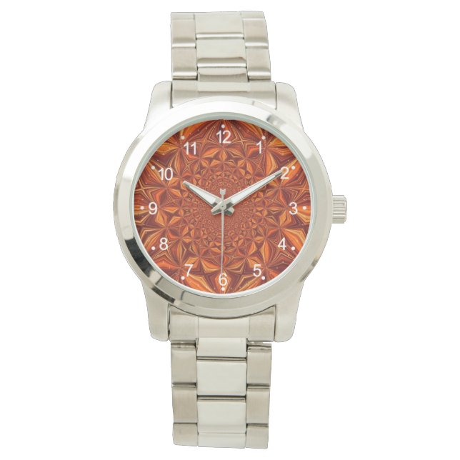 Kaleidoscope Red Digital Art Pattern-67546 Watch (Front)
