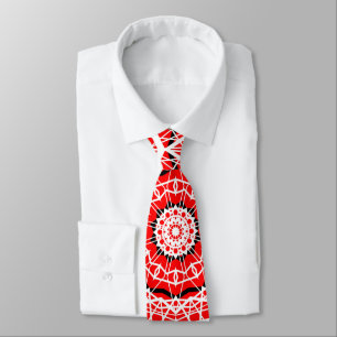 Kaleidoscope Red White Random Stripes Tie