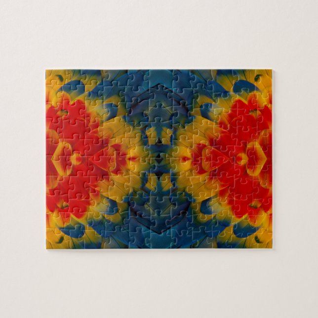 Kaleidoscope Scarlet Macaw design Jigsaw Puzzle (Horizontal)