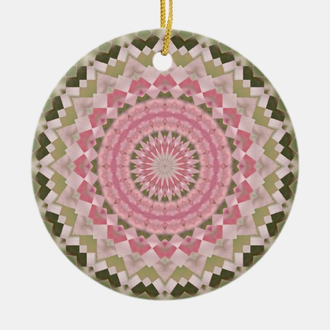 Kaleidoscope series - Pink Hydrangea 1 Ceramic Tree Decoration (Front)
