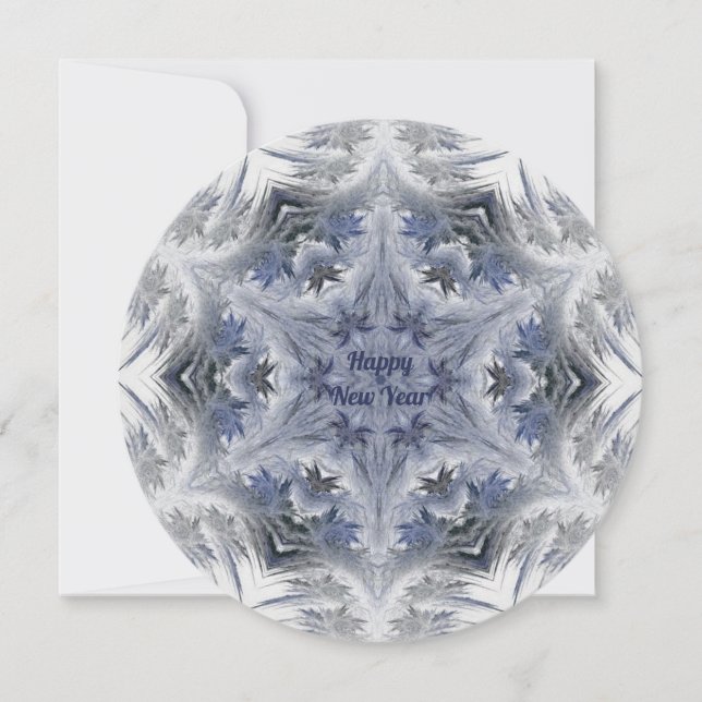 Kaleidoscope Snowflake Happy New Year Flat Card (Front)