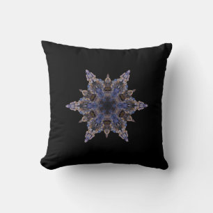 Kaleidoscope Snowflake Intricate Design Black  Cushion