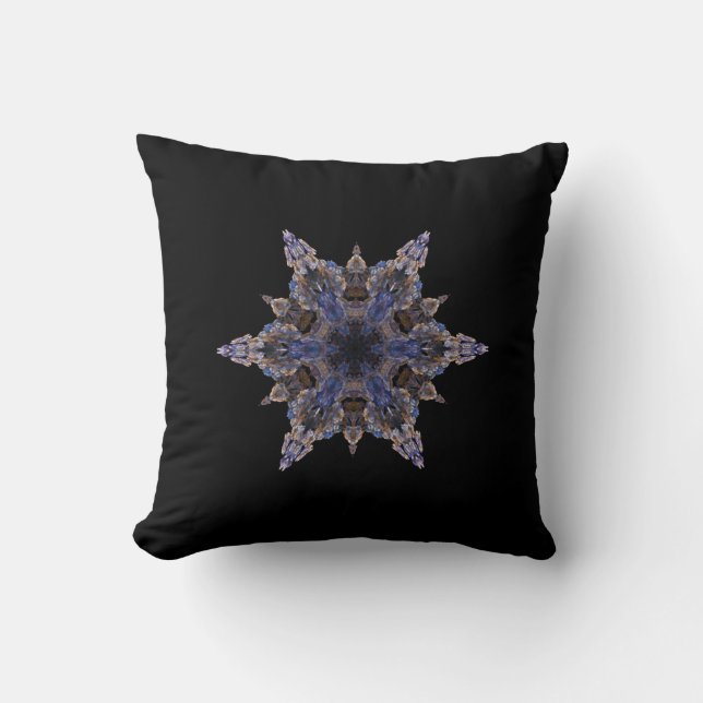 Kaleidoscope Snowflake Intricate Design Black  Cushion (Front)