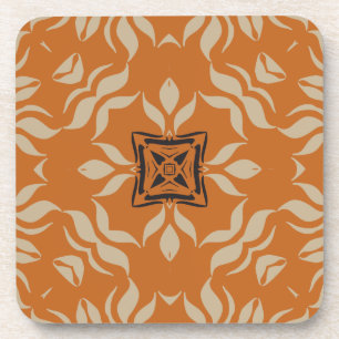 Kaleidoscope Square, Orange Tan Brown Coaster