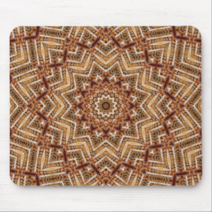 Kaleidoscope Star Mandala Amber Pattern Mouse Pad