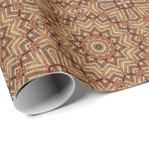 Kaleidoscope Star Mandala Amber Pattern Wrapping Paper