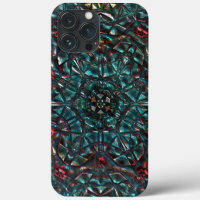 Kaleidoscope style old metal chrome blue green to