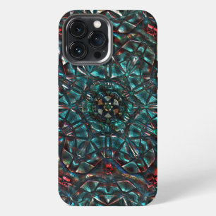 Kaleidoscope style old metal chrome blue green to iPhone 13 pro max case
