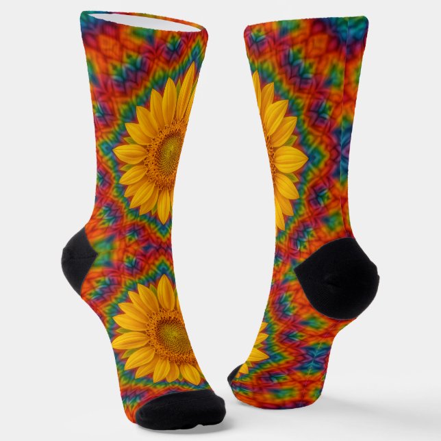 Kaleidoscope Sunflower Socks (Angled)