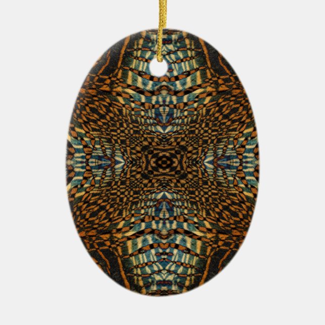 Kaleidoscope tiger fur pattern ceramic tree decoration (Front)